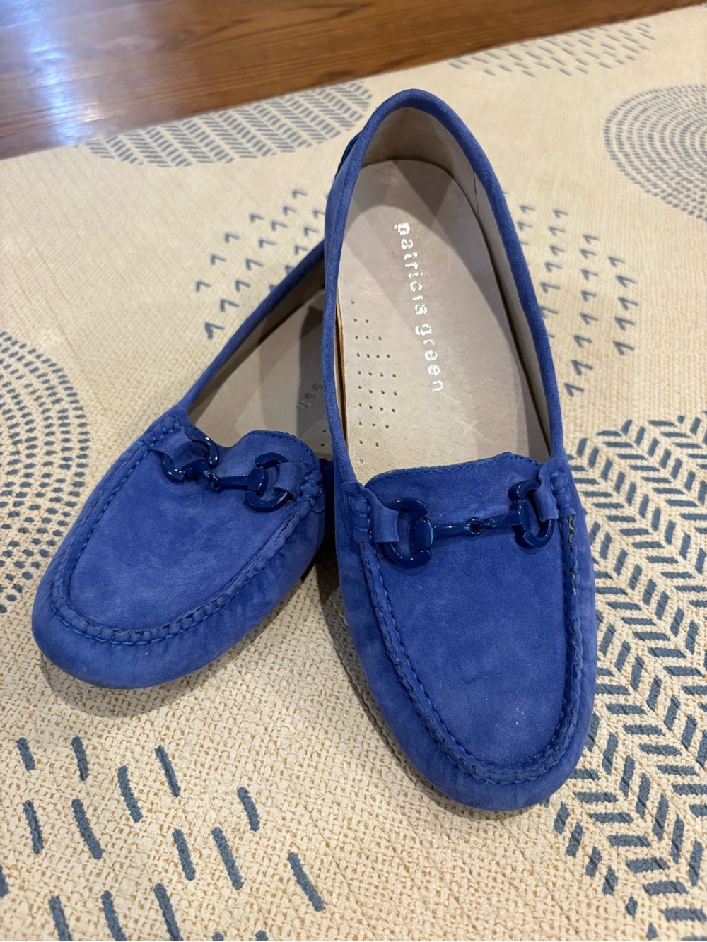 Patricia Green Royal Blue Suede Loafers with Bit Detail